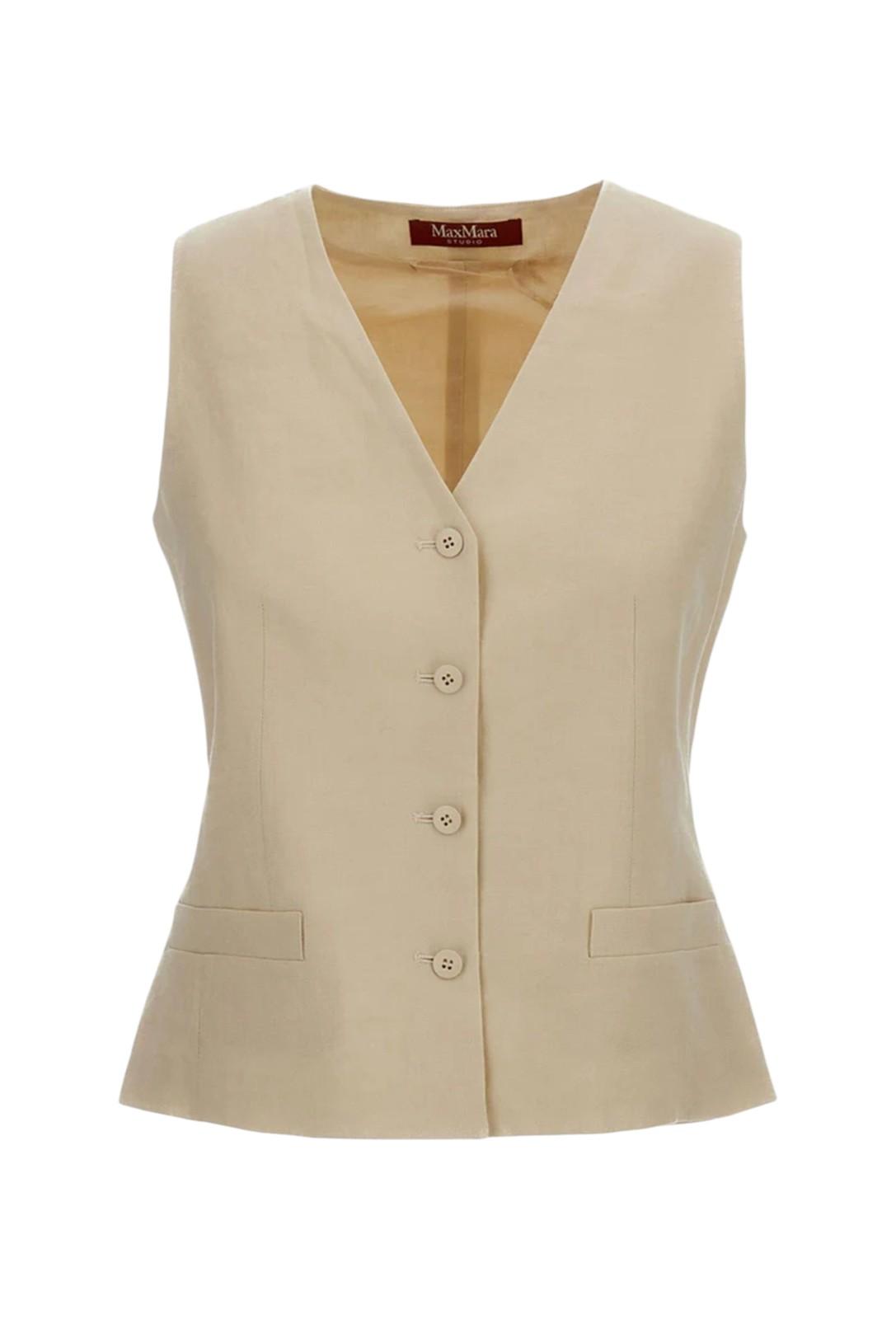 STUDIO Gilet Studio donna 2616151012600 036 Carnet in tela di lino Coloniale Beige chiaro<BR/> 2616151012600 036