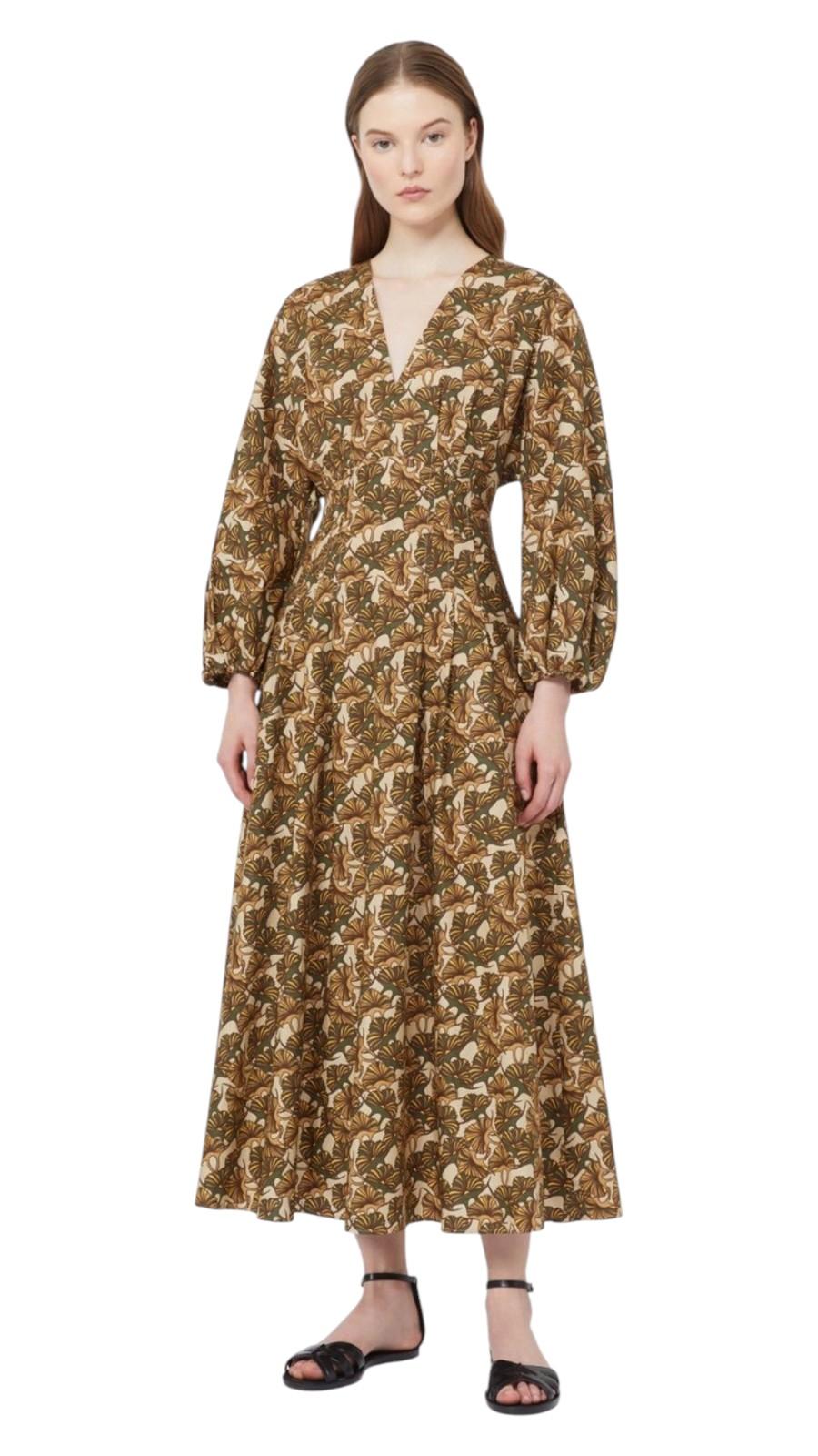 STUDIO Abito Studio donna 2616221082600 005 Astice in popeline di cotone stampato Senape<BR/> 2616221082600 005
