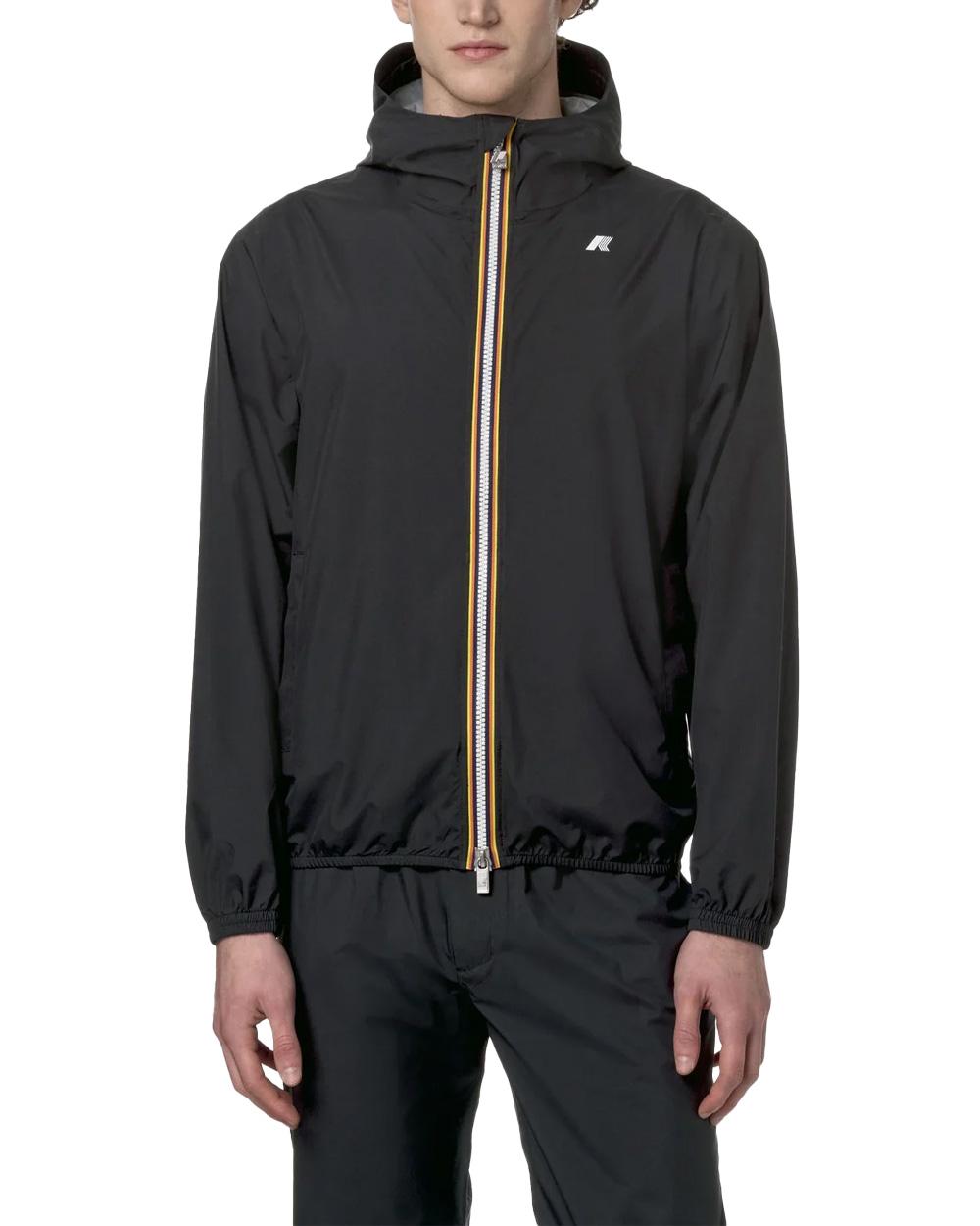 K-WAY Giubbino K-WAY uomo K5127QW JACK STRETCH DOT Nero cuciture cappuccio zip tasche slim K5127QW USY