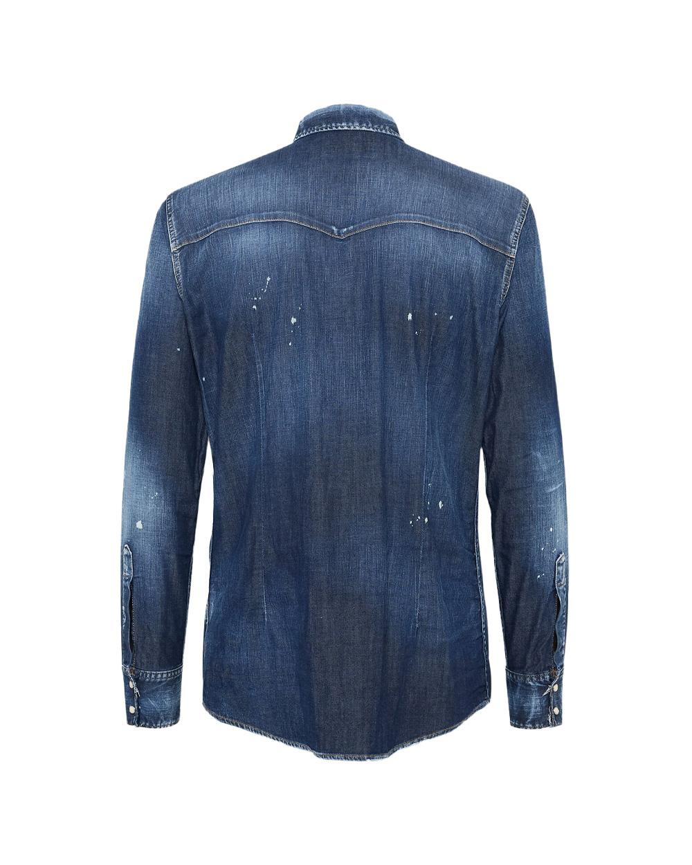 DSQUARED2 Camicia DSQUARED2 uomo S74DM0935S30341 Blu cotone stretch distressed carrè western S74DM0935S30341 470