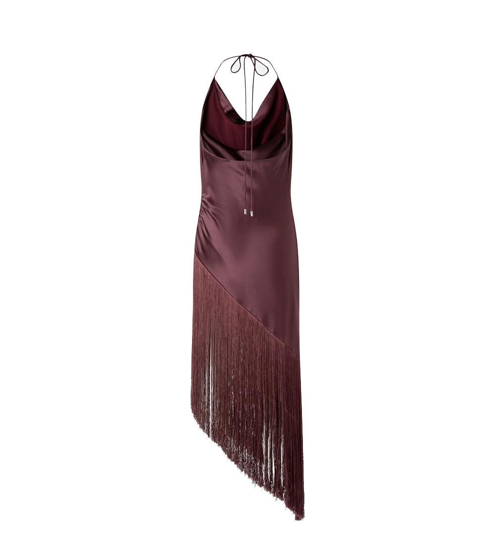 PINKO Top donna Pinko 106430A33D uva bordeaux asimmetrico satin frange 106430A33D R57