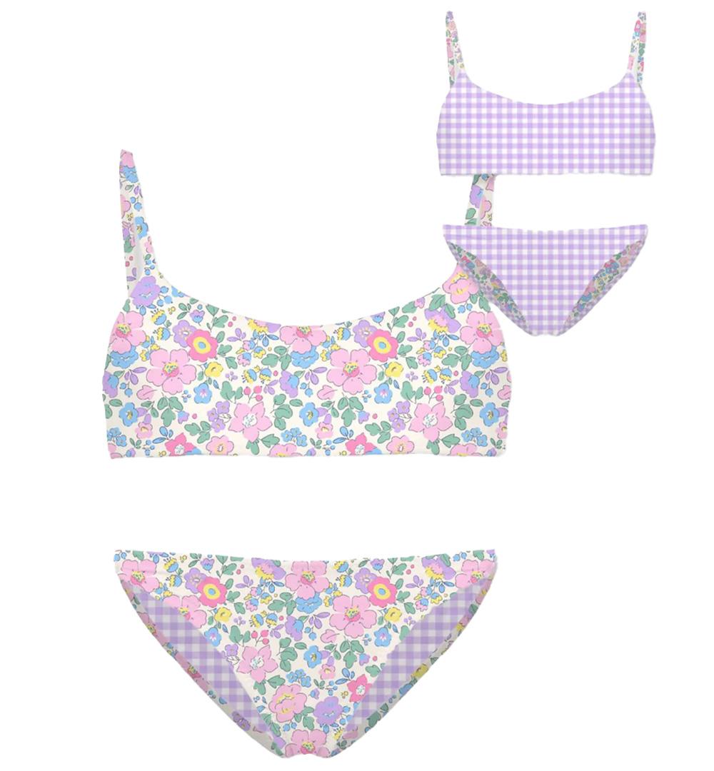 MC2 SAINT BARTH Costume bambina Jaiden Double MC2 Saint Barth 01119H Viola reversibile stampa floreale quadretti JAIDENDOUBLE01119H 2124