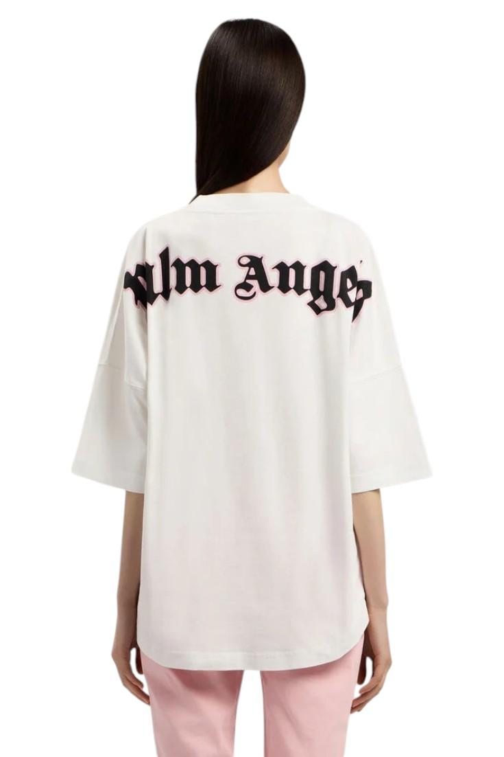 PALM ANGELS T-shirt Palm Angels donna PWAA07CS26JER0060 310 Outline Logo Over Bianco<BR/> PWAA07CS26JER006 0310