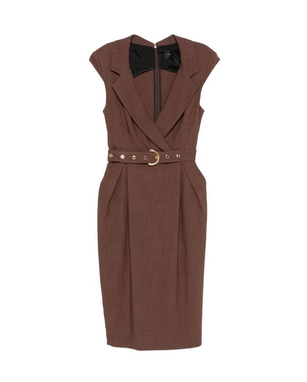 PINKO Abito donna Pinko 106565A2W6 Amandine marrone midi portafoglio cintura 106565A2W6 L78