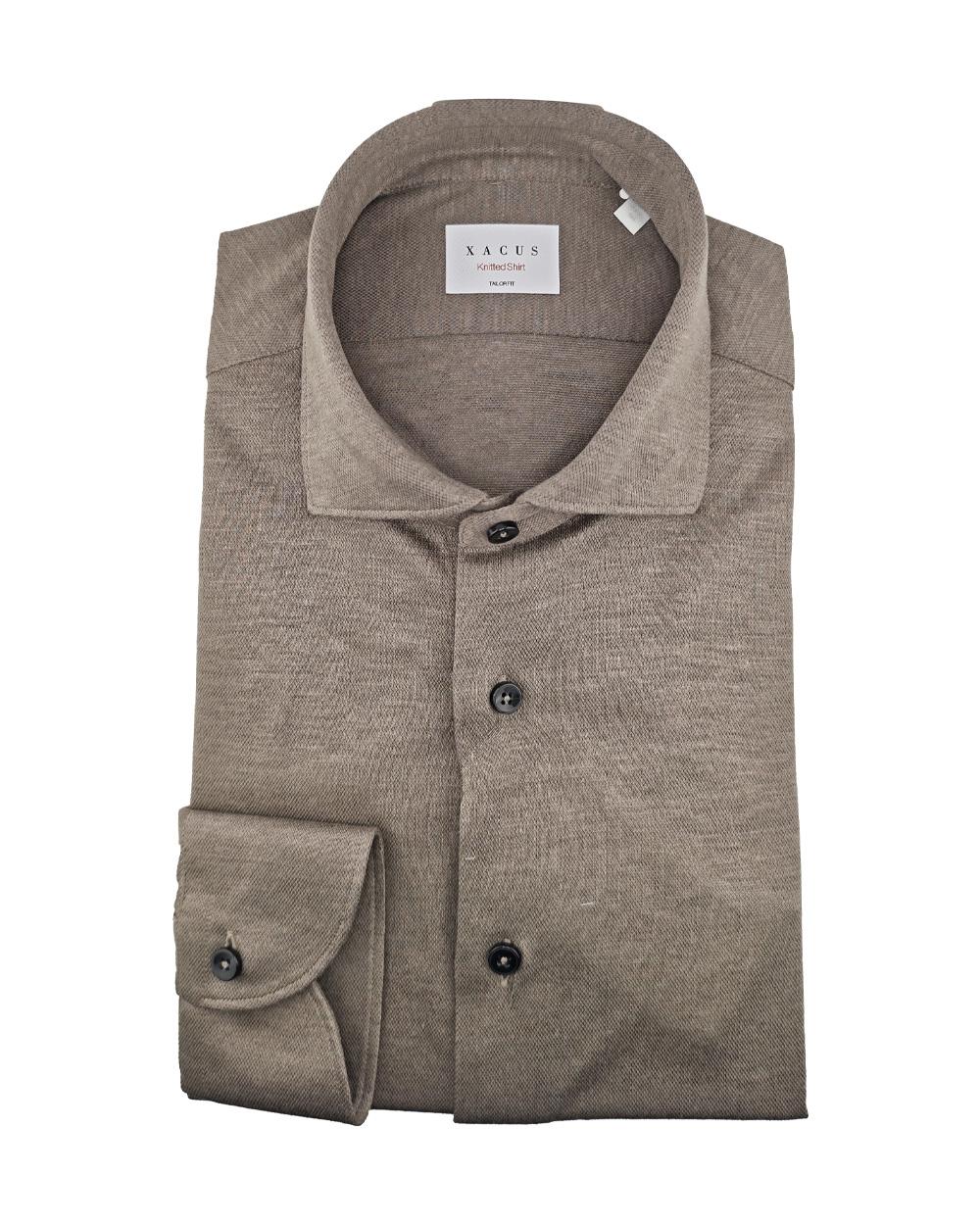 XACUS Camicia XACUS uomo J558ML21464 Marrone cotone collo francese bottoni trama irregolare J558ML21464 009