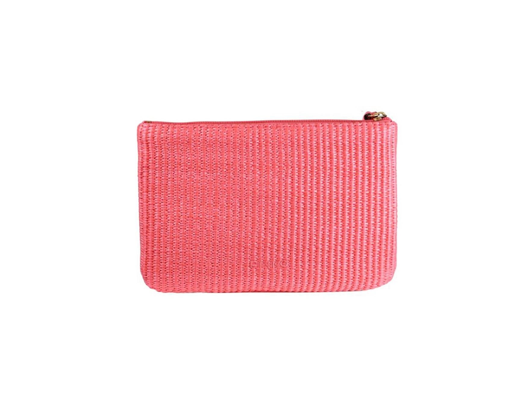 PINKO Pochette Pinko donna 106763A39YN 17Q Love Birds in rafia con logo Rosa<BR/> 106763A39Y N17Q
