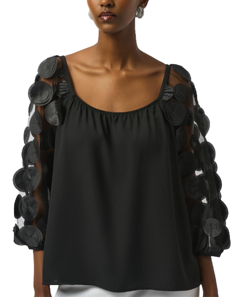 JOSEPH RIBKOFF Blusa Joseph Ribkoff donna 251273 nero pois ricamati su tulle scollo rotoondo comoda 251273 11