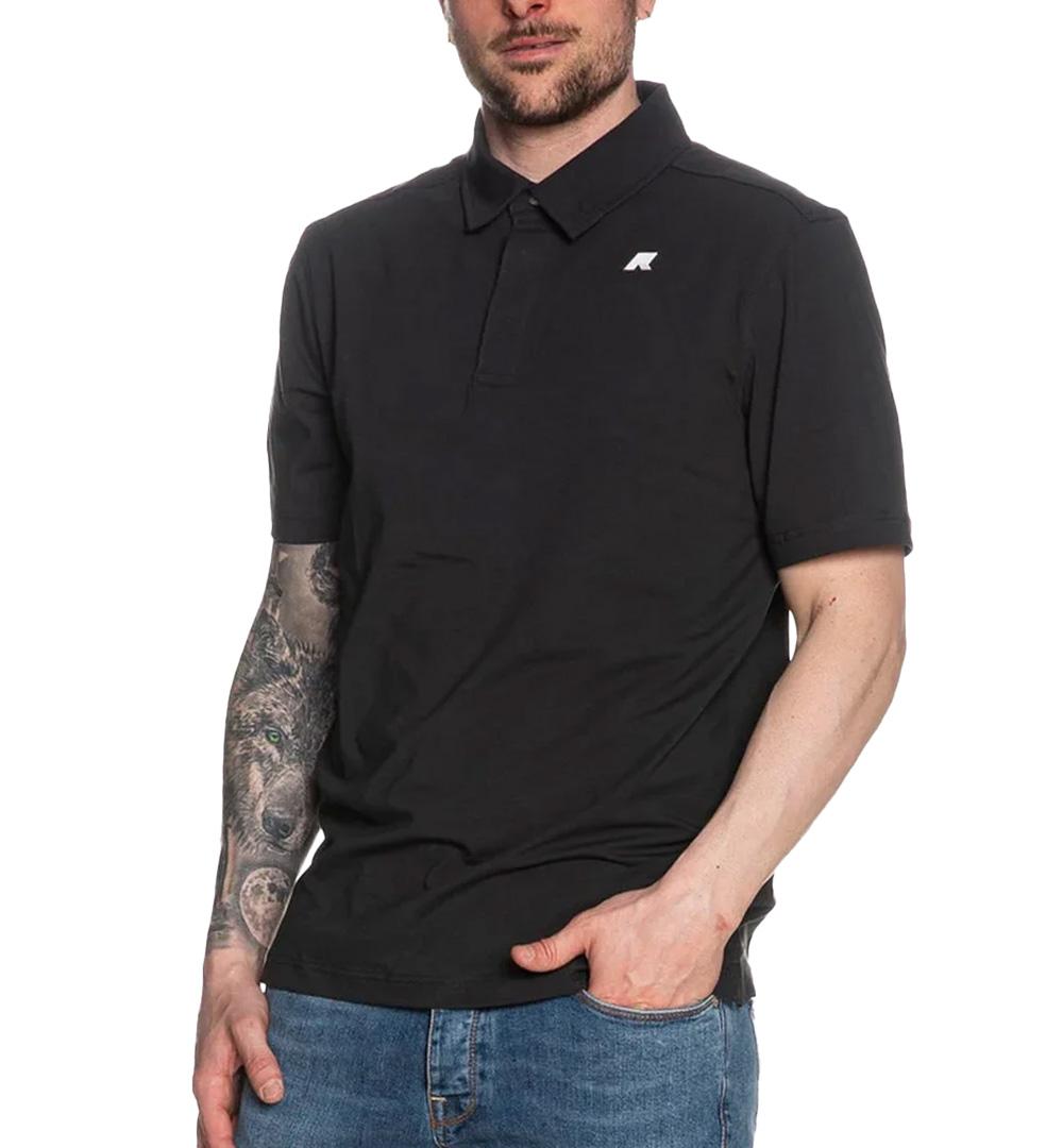 K-WAY Polo K-Way Vincelle Light Stretch uomo K61419W Nera mezza manica stretch cotone logo spacchetti K61419W USY