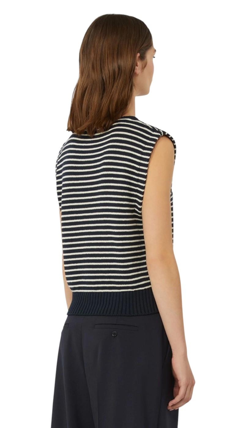 WEEKEND Gilet Weekend donna 2615351011600 010 Landa in filato di cotone a righe Blu <BR/> 2615351011600 010