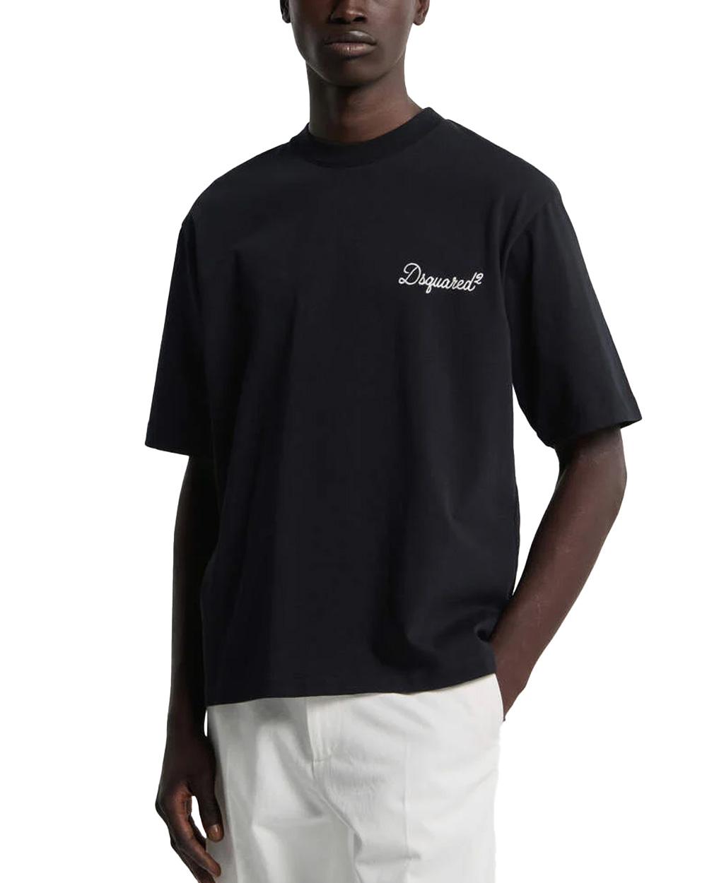 DSQUARED2 T-shirt DSQUARED2 uomo Loose Fit S74GD1525D20106 Nera cotone girocollo logo ricamato S74GD1525D20106 900