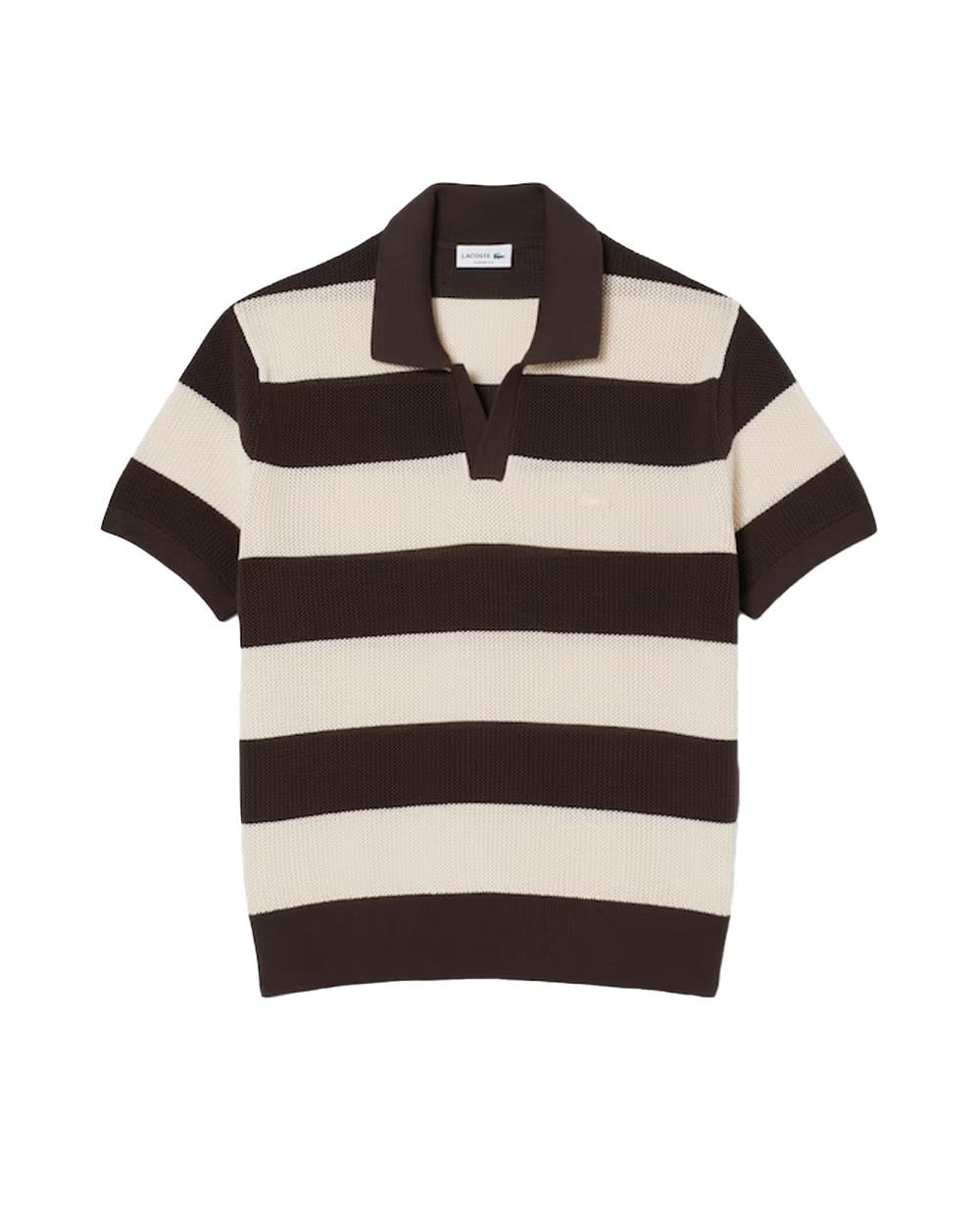 LACOSTE Maglia LACOSTE uomo AH2561 Marrone cotone classic fit collo a polo AH2561 4I9