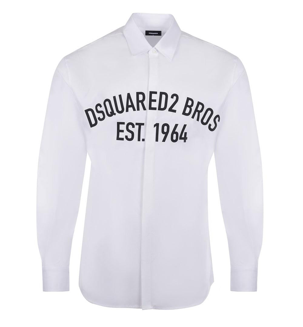 DSQUARED2 Camicia Dsquared2 uomo S74DM0917S36275 bianca logo<BR/> S74DM0917S36275 100