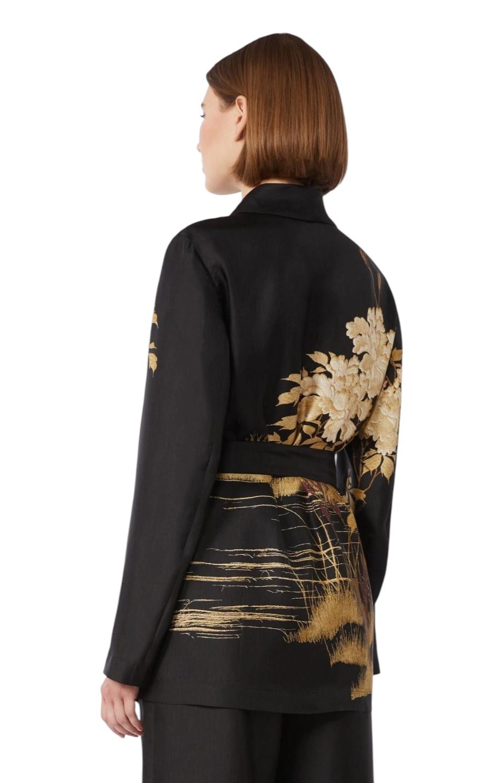 STUDIO Blusa Studio donna 26161910246600 003 Tunica in seta stampata Nero<BR/> 26161910246600 003