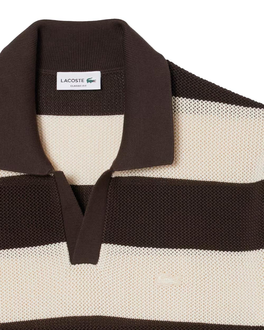 LACOSTE Maglia LACOSTE uomo AH2561 Marrone cotone classic fit collo a polo AH2561 4I9