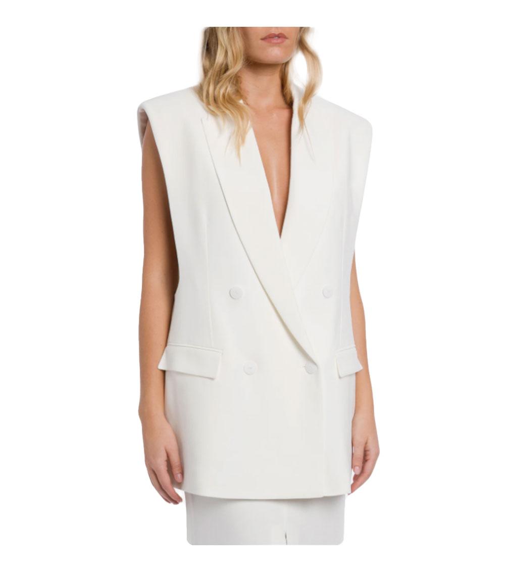 DONDUP Gilet Dondup donna DJ768IS002ID bianco doppiopetto over in crepe di viscosa DJ768IS002ID 017