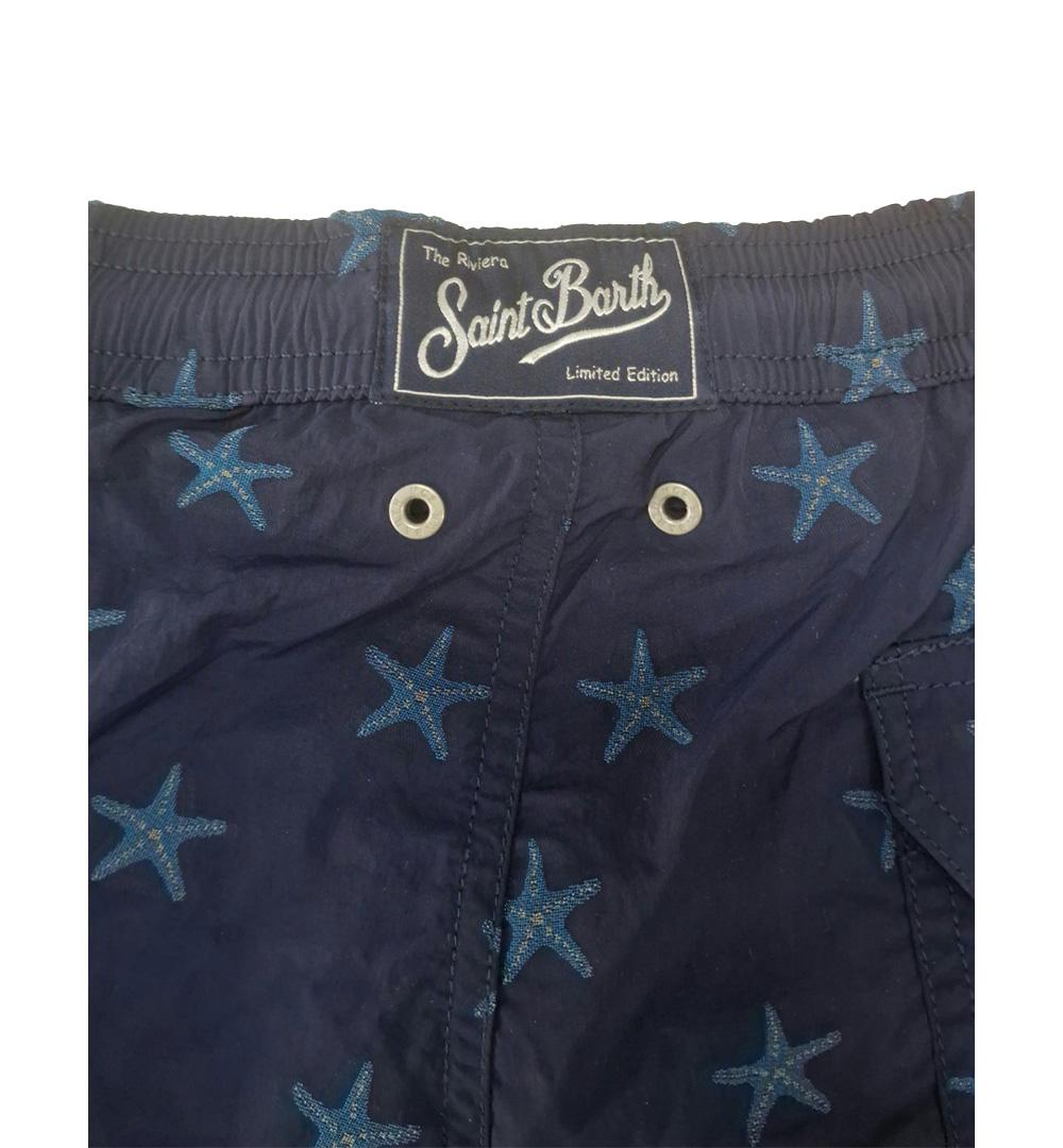 MC2 SAINT BARTH Costume uomo Patmos MC2 Saint Barth 01053H Blu jacquard all over seastars coulisse occhielli PATMOS01053H 61
