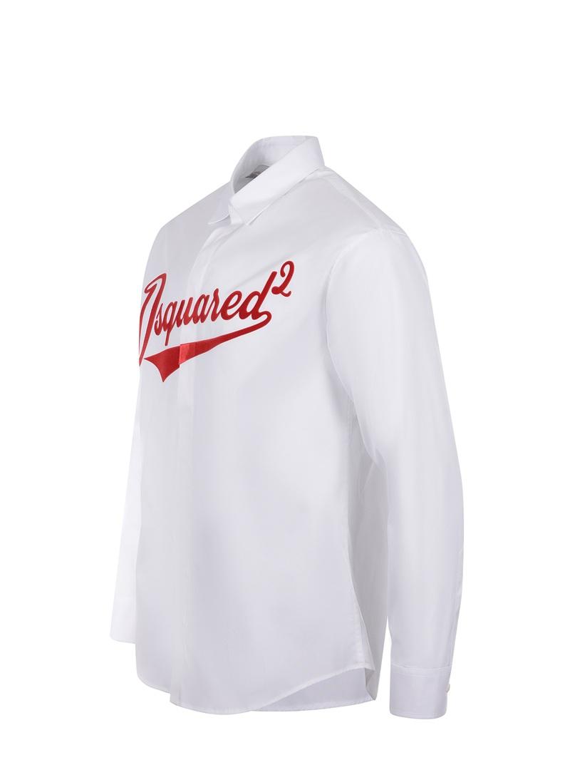 DSQUARED2 Camicia Dsquared2 uomo S74DM0915S44131 bianca logo effetto velluto S74DM0915S44131 100