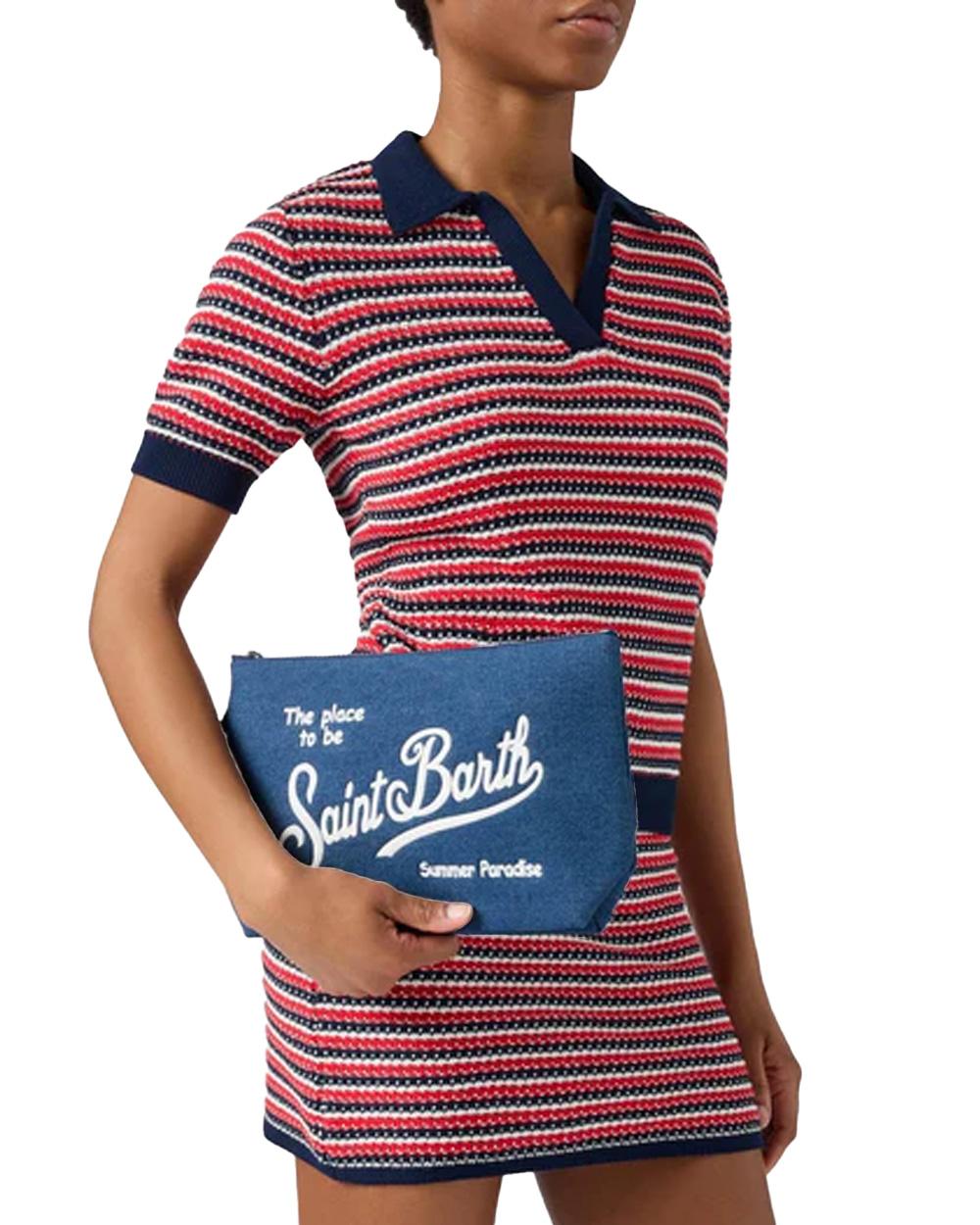 MC2 SAINT BARTH Pochette MC2 SAINT BARTH unisex Aline ALI001700436L Denim logo cerniera linguetta ALI001700436L 00