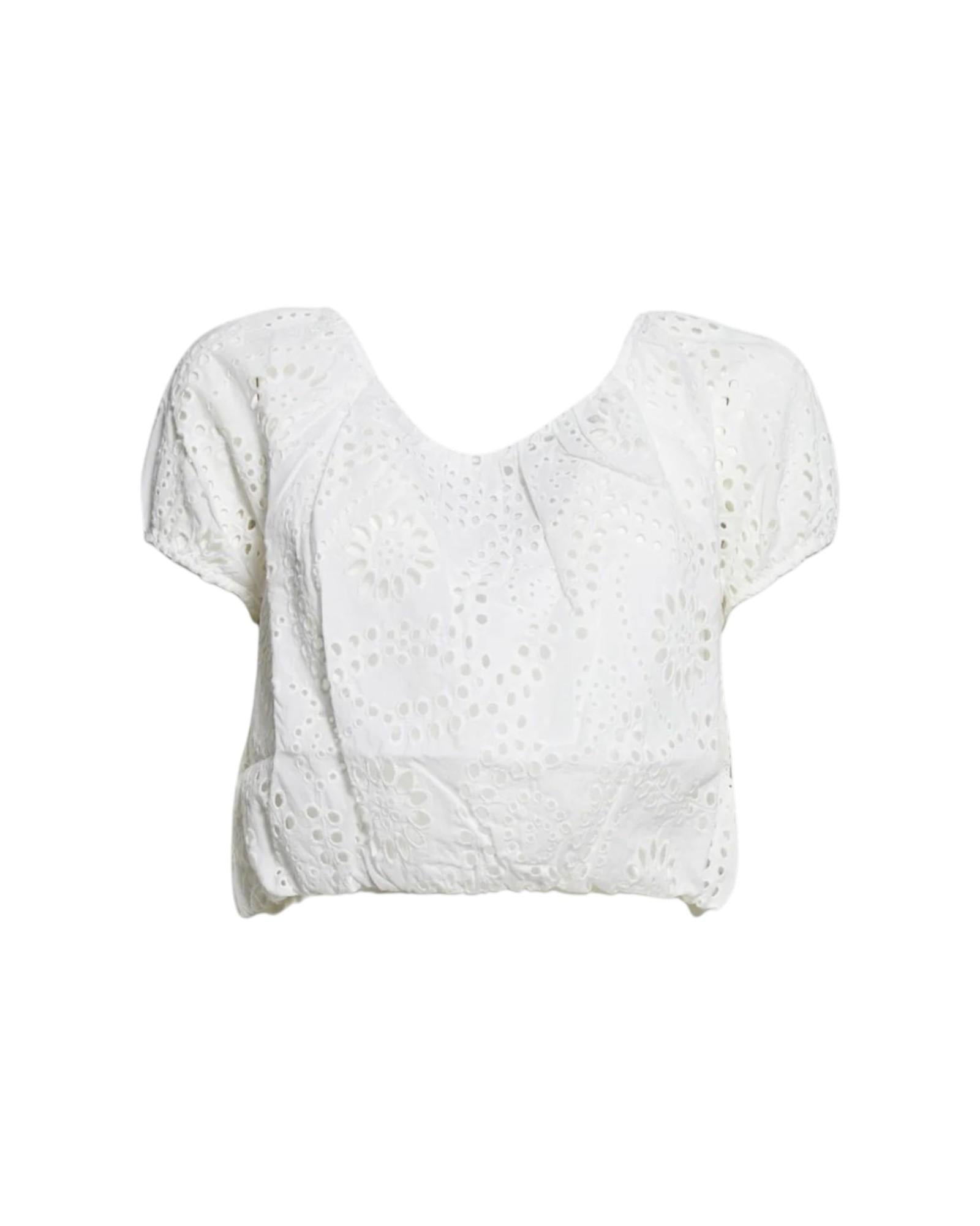 MC2 SAINT BARTH Top MC2 SAINT BARTH bambina GIA0001 01444L 01 Giada Jr traforato corto Sangallo Bianco<BR/> GIA000101444L 01