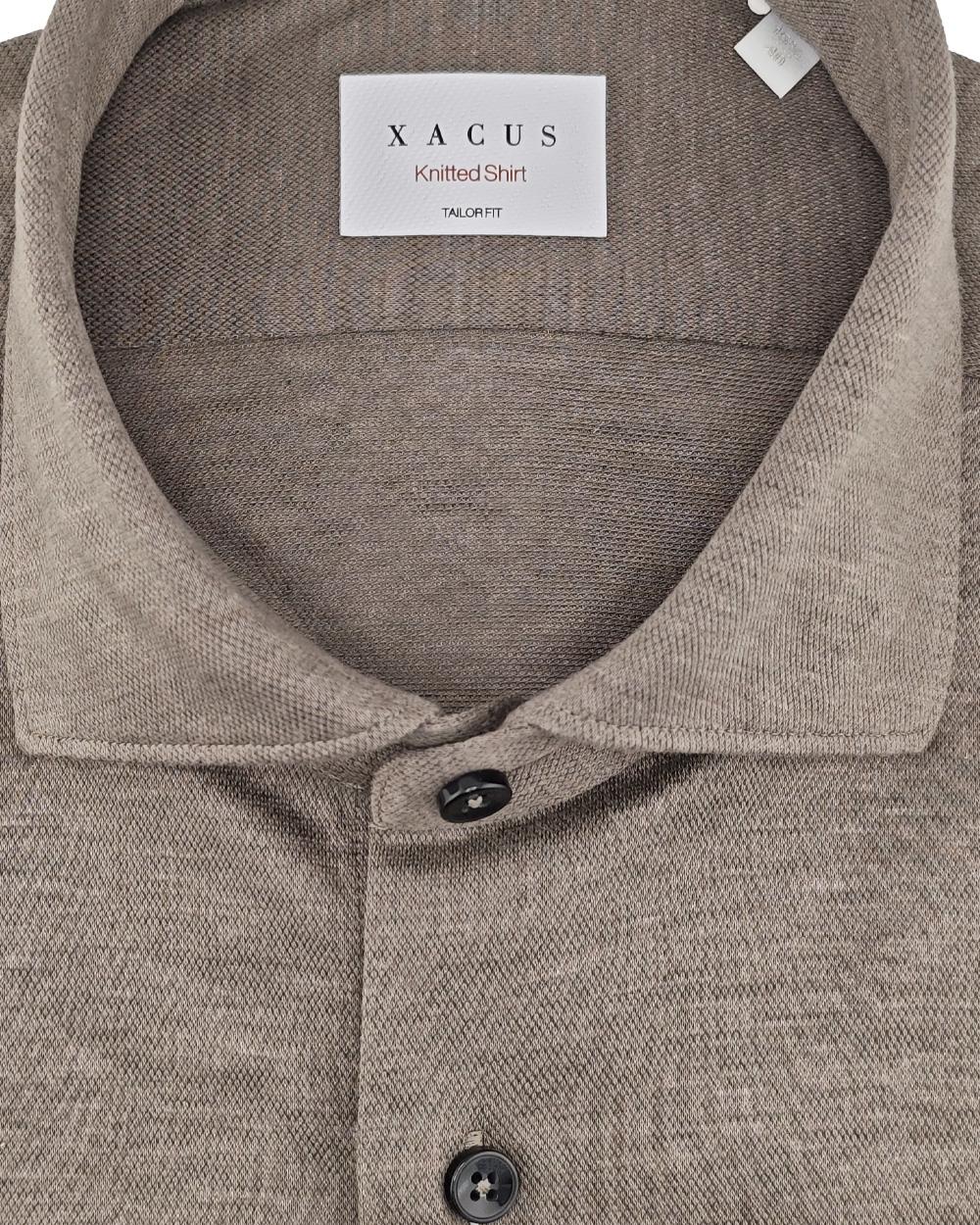 XACUS Camicia XACUS uomo J558ML21464 Marrone cotone collo francese bottoni trama irregolare J558ML21464 009