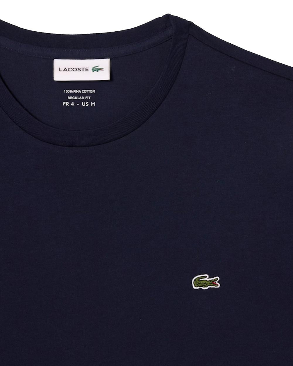 LACOSTE T-shirt LACOSTE uomo TH6709 Blu pregiato cotone taglio dritto regular coccodrillo TH6709 166