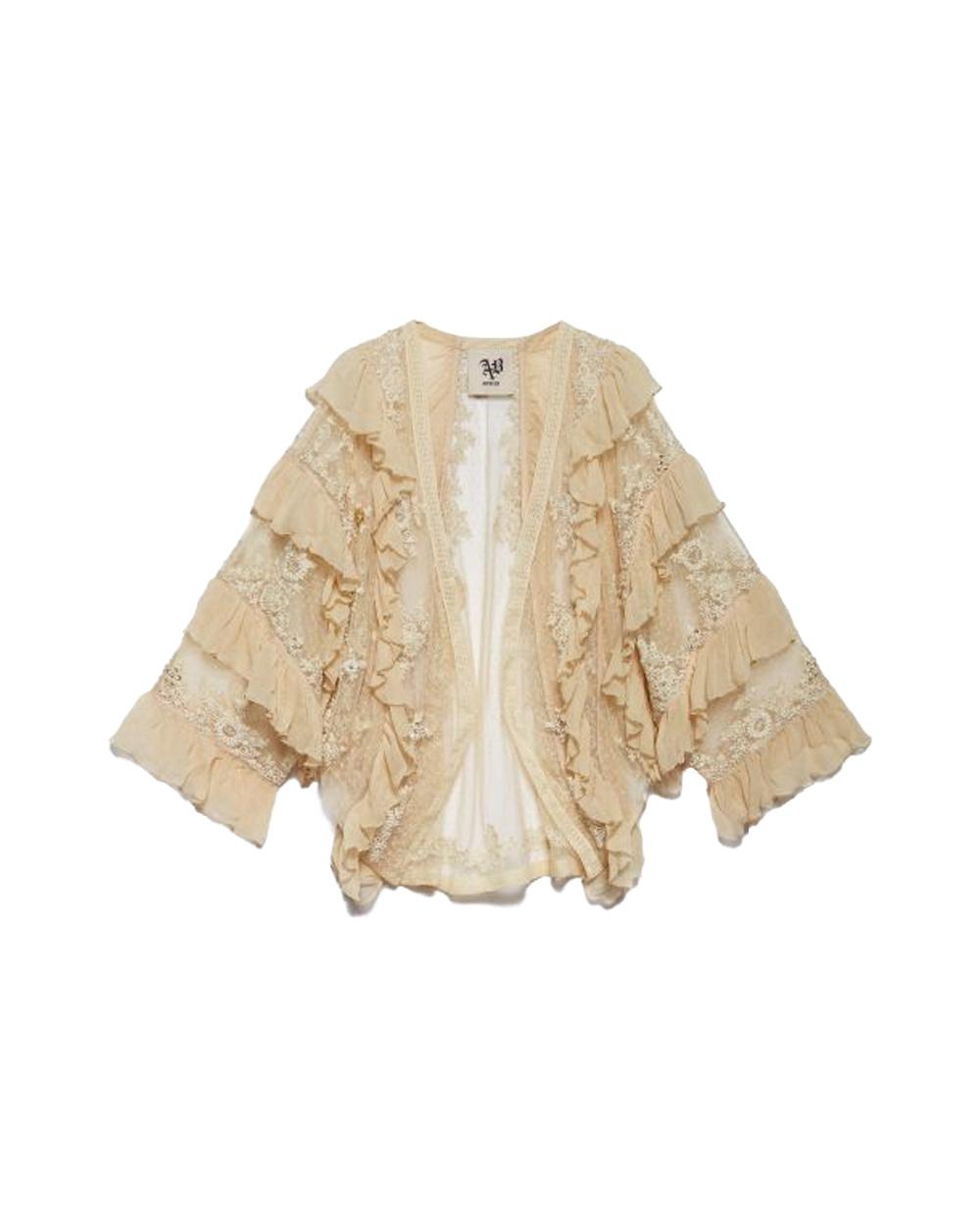 ANIYE BY Camicia ANIYE BY LAYLA donna 185232 Beige maniche lunghe balze paillettes oversize 185232 02477