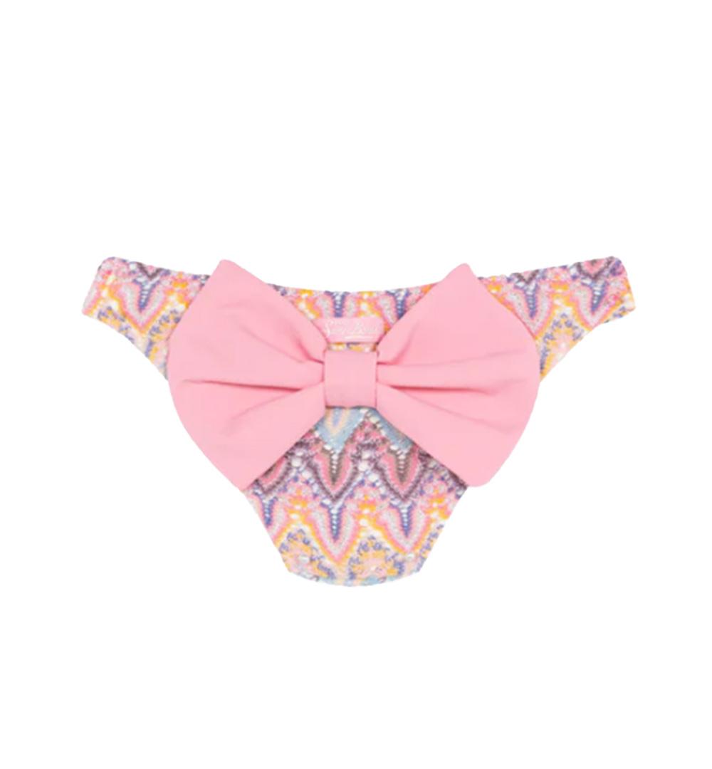MC2 SAINT BARTH Costume bambina Madame MC2 Saint Barth 00185H Rosa slip multicolore pastello fiocco tessuto raschel MADANE00185H 01