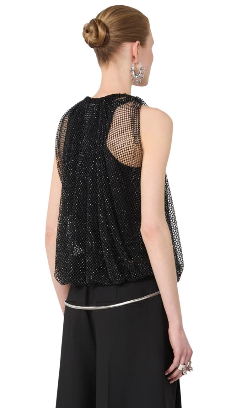 SPORTMAX Top Sportmax donna 2612941061600 002 Nodo in rete con cristalli Nero<BR/> 2612941061600 002