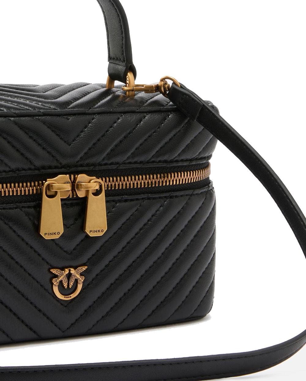 PINKO Beauty case Pinko donna 106382A0GK Vanity soft mini nero tracolla nappa chevron<BR/> 106382A0GK Z99Q