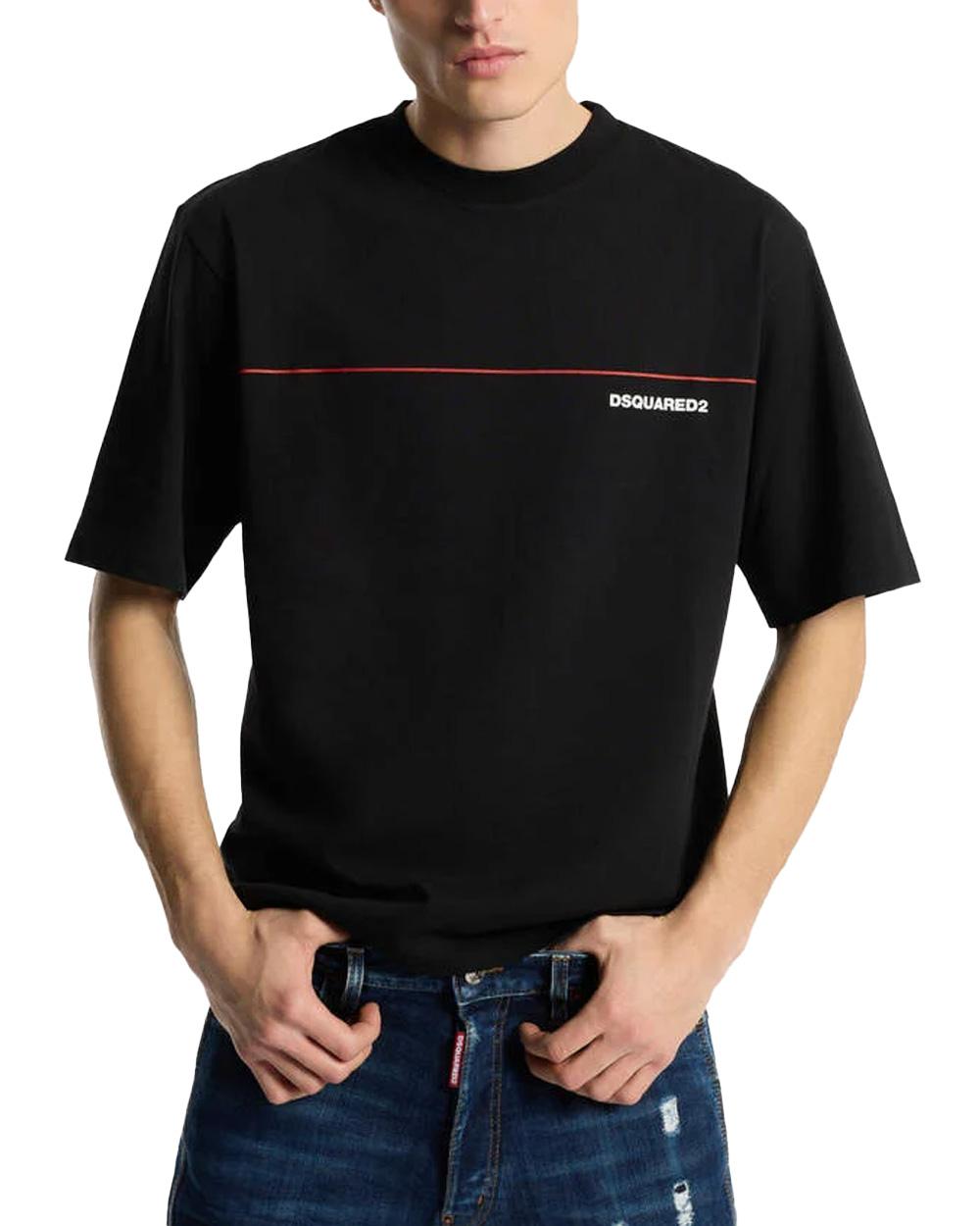 DSQUARED2 T-shirt DSQUARED2 uomo Loose Fit con logo S71GD1653D20033 Nera cotone loose girocollo logo S71GD1653D20033 900