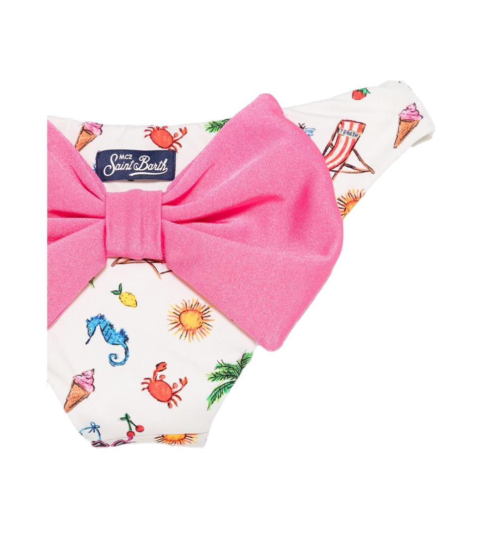 MC2 SAINT BARTH Costume bambina Madame MC2 Saint Barth 01084H Bianco fiocco stampa all over mare vestibilità regolare MADAME01084H 10