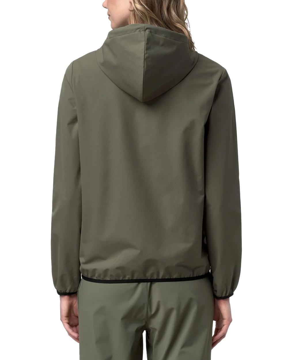 K-WAY Felpa K-WAY donna K5138FW JOURNEER TRAVEL Verde cappuccio coulisse zip tasche logo K5138FW V15