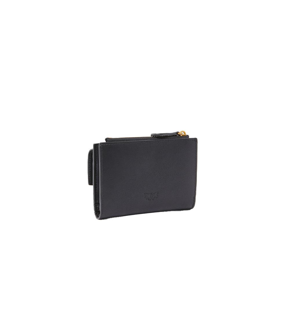 PINKO Portafoglio Pinko donna Compact Wallet 103612 A0F1 Nero pelle rettangolare texture portamonete bottone 103612 A0F1 Z99Q