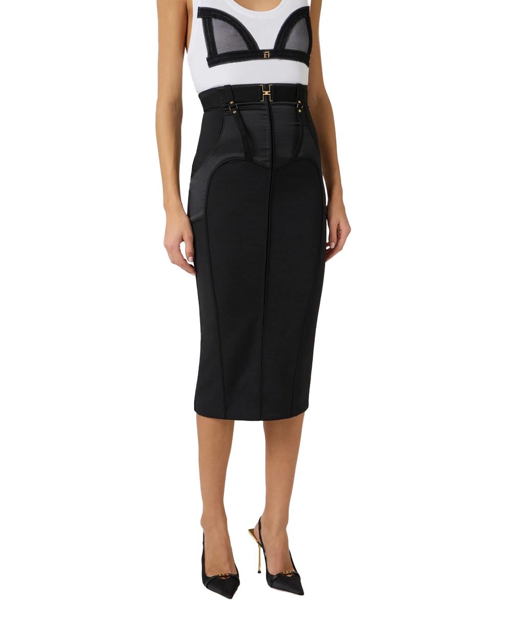 ELISABETTA FRANCHI Gonna ELISABETTA FRANCHI donna GO14862E2 Nera crepe leggero bustier spacco aderente<BR/> GO14862E2 110