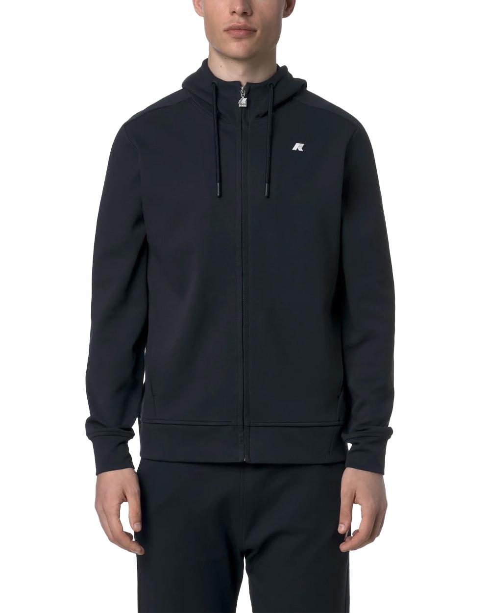 K-WAY Felpa K-WAY uomo K31367W ANTON INTERLOCK Blu coulisse cappuccio zip fitting regolare logo K31367W K89