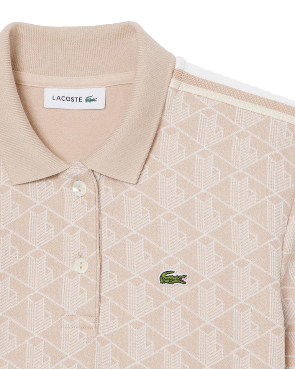 LACOSTE Polo LACOSTE donna DF3364 Beige aderente slim fit bottoni coccodrillo DF3364 8GI