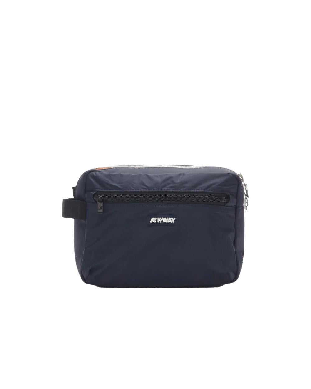 K-WAY Pochette K-WAY unisex DEMU K4127TW Blu beauty case ripstop impermeabile logo in silicone bianco <BR/> K4127TW K89