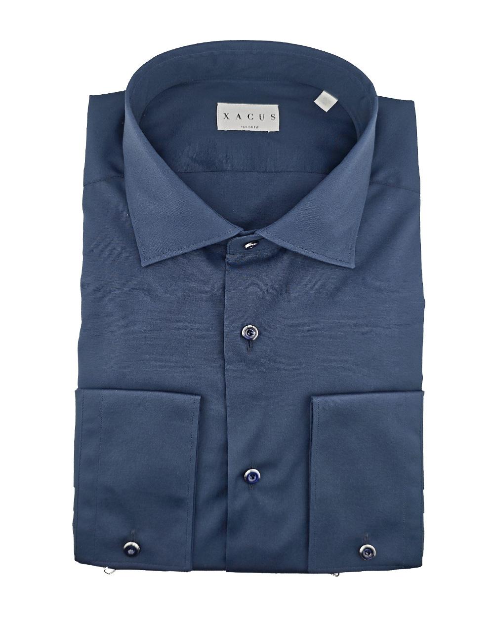 XACUS Camicia XACUS uomo 508ML11717 Blu cotone trama diagonale slim fit collo francese 508ML11717 774