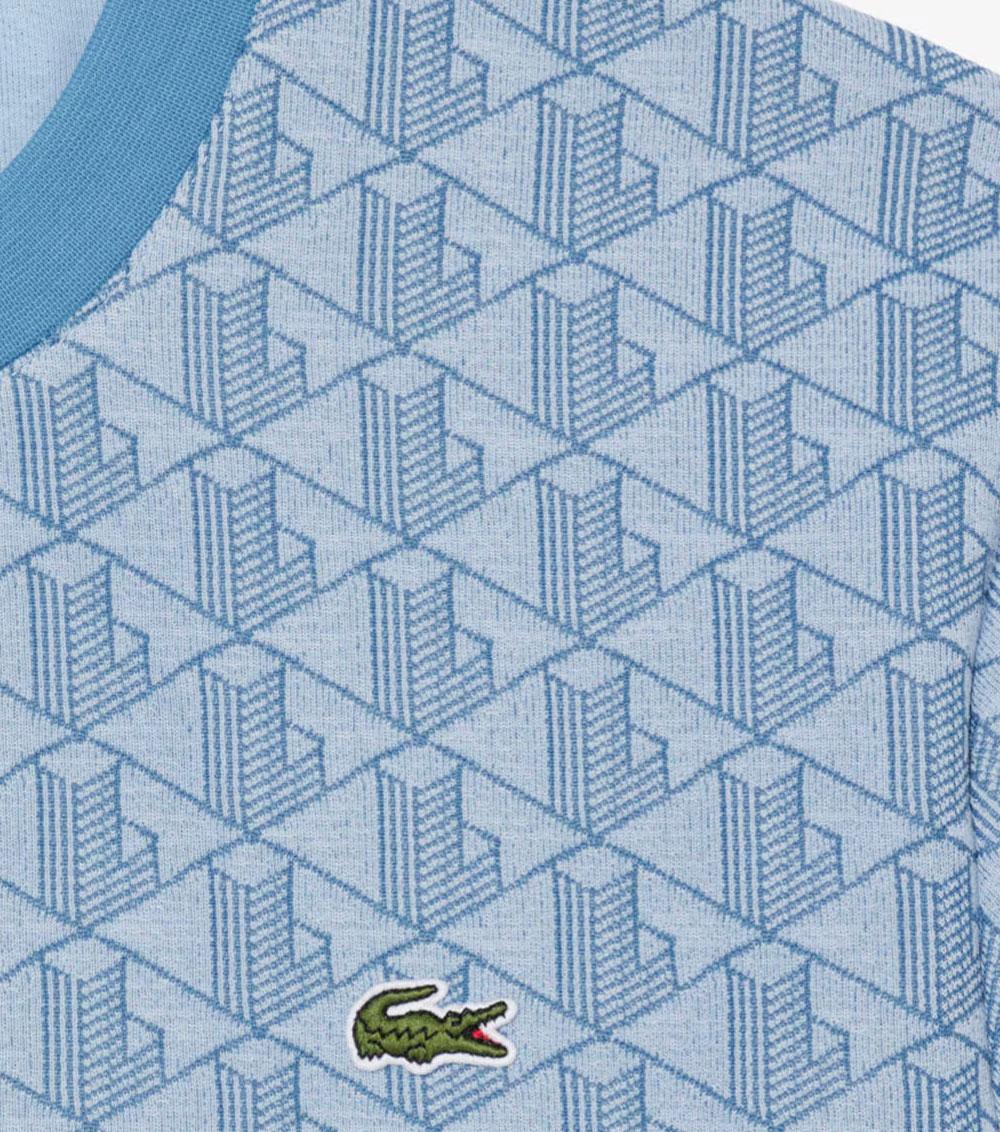 LACOSTE T-shirt LACOSTE uomo monogramma jacquard TH1197T Beige cotone maniche corte coccodrillo TH1197T 1QI