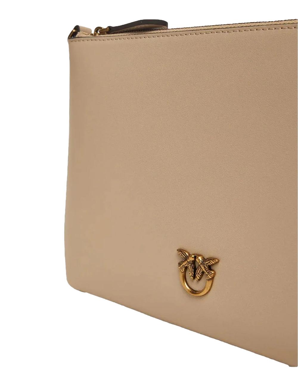 PINKO Borsa PINKO donna FLAT CLASSIC 100455A0F1 Beige chiusura zip pelle tracolla 100455A0F1 C50Q