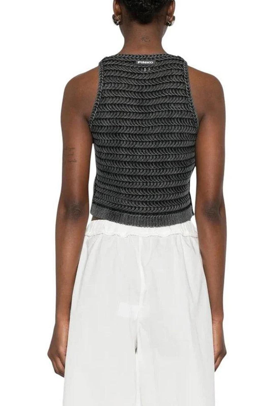 PINKO Gilet Pinko donna 106859A3BA I91 Myrtus in maglia di cotone Grigio<BR/> 106859A3BA I91