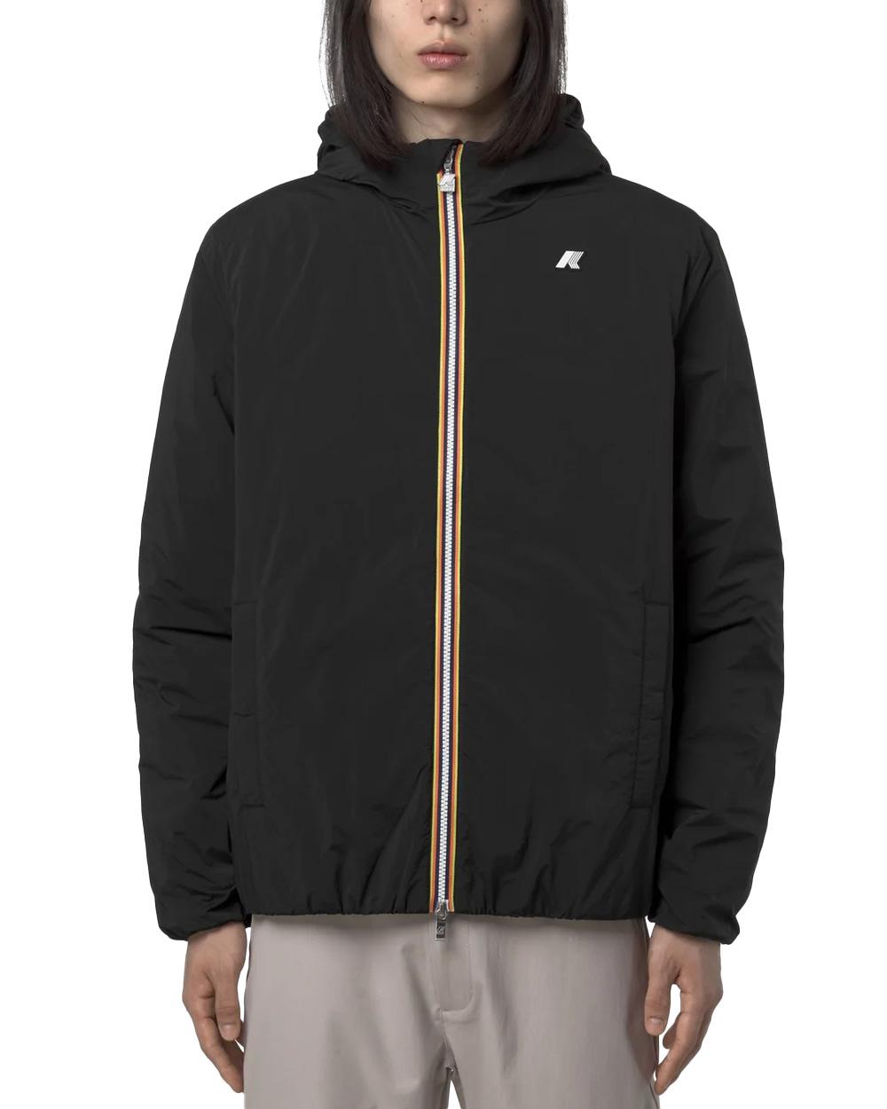 K-WAY Giubbino K-WAY uomo JACK PLAIN WARM K2136DW Nero giacca corta materiali tecnici idrorepellenti cappuccio imbottito K2136DW USY