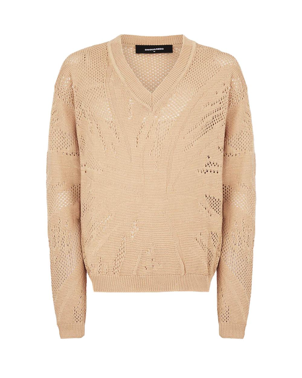 DSQUARED2 Maglia DSQUARED2 uomo S74HA1587D13186 Beige cotone traforato scollo a v logo <BR/> S74HA1587D13186 126