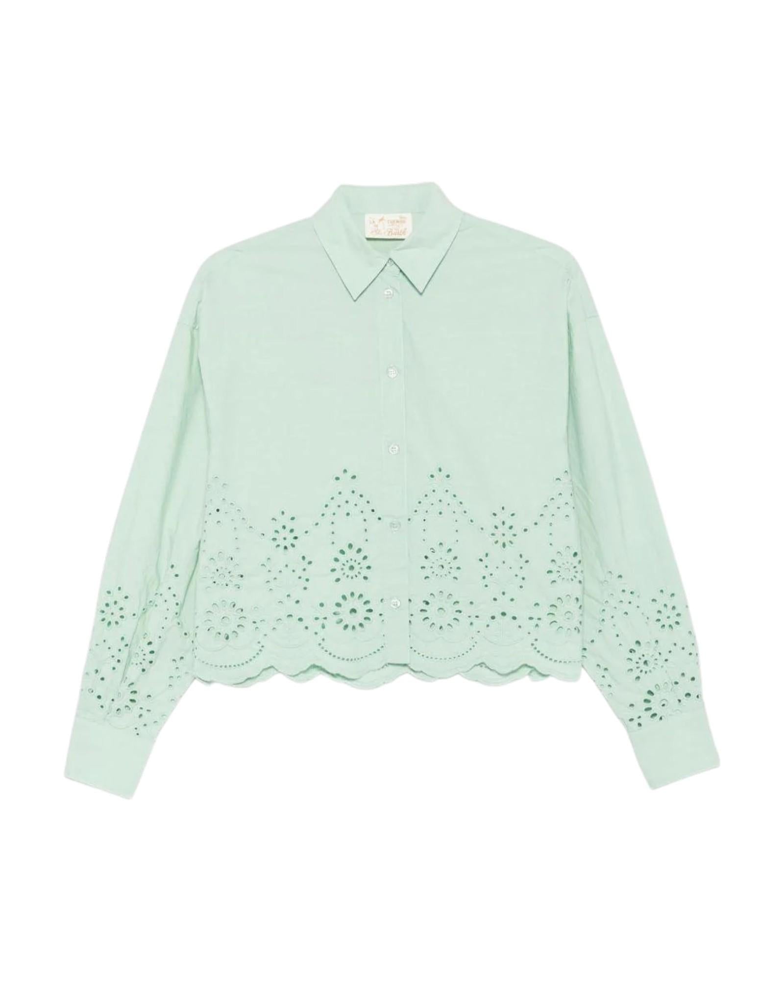 MC2 SAINT BARTH Camicia MC2 SAINT BARTH donna ONE0001 00474L 53 Oriane Morris Flower Embry Sangallo Verde menta <BR/> ONE000100474L 53