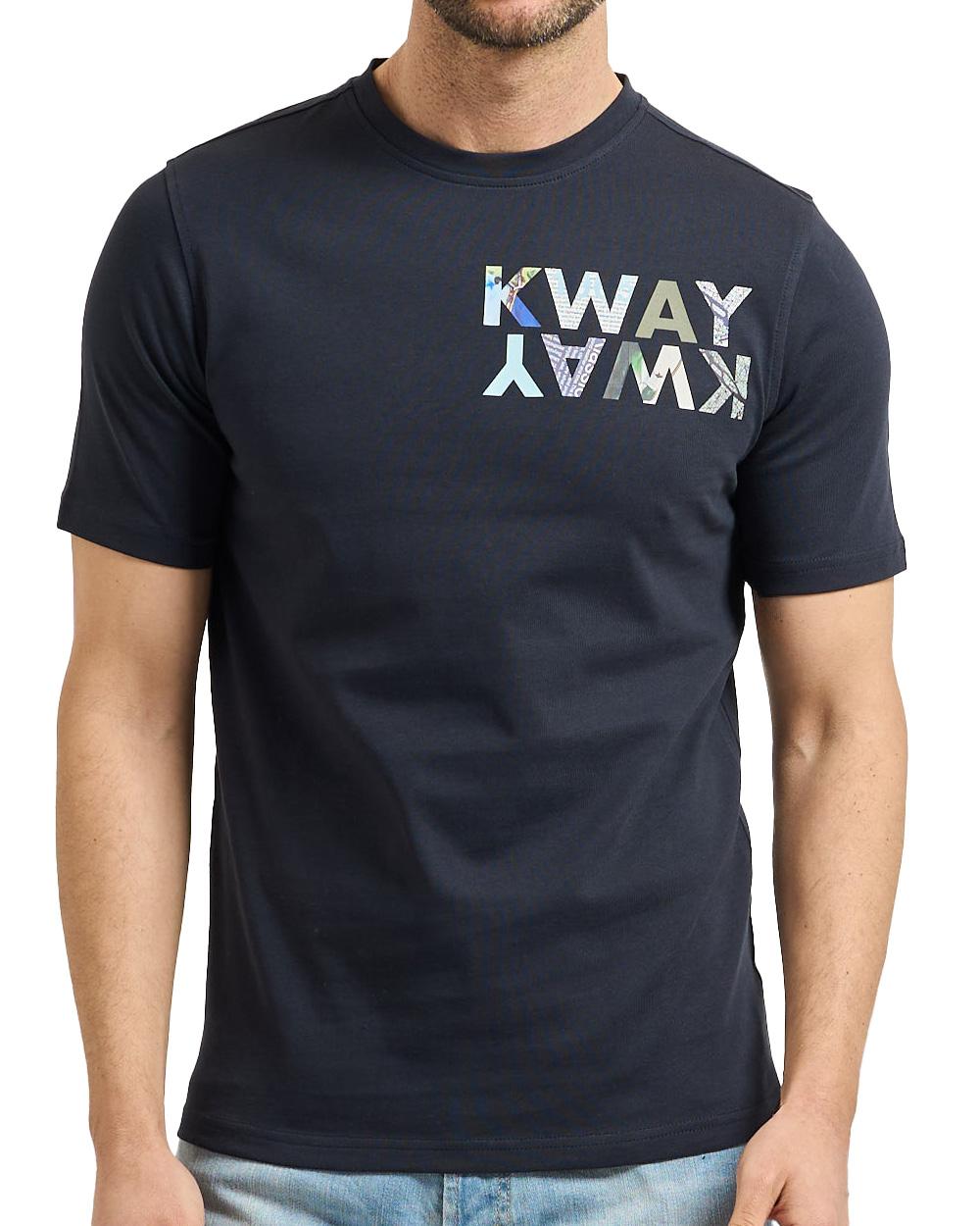 K-WAY T-shirt K-WAY uomo K71354W ODOM SLIM JERSEY KWAY LETTERING Blu jersey cotone girocollo slim K71354W K89