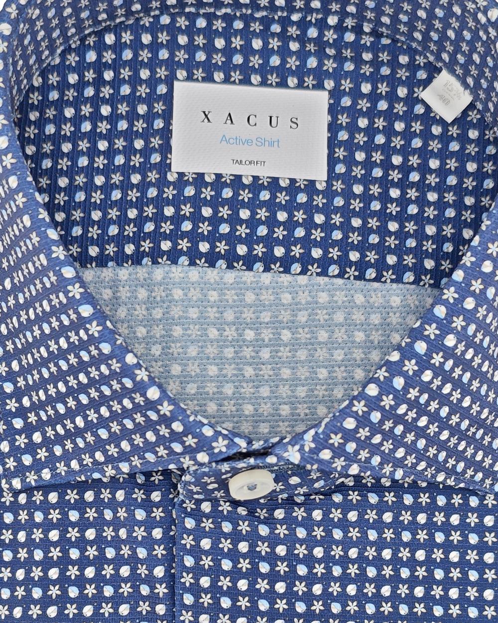 XACUS Camicia XACUS uomo ACT558ML21635 Blu micro pattern geometrico all over collo semi francese ACT558ML21635 008