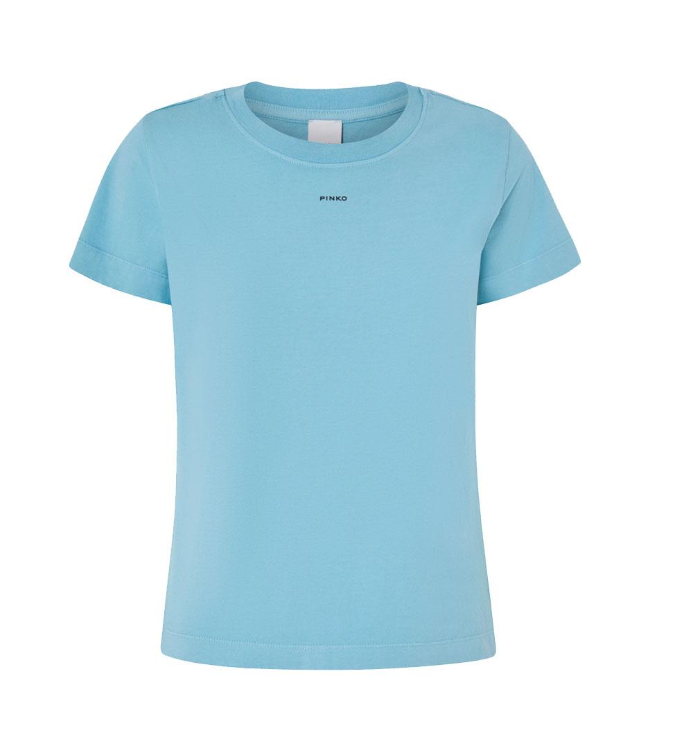 PINKO T-shirt Pinko donna 100373 A228 celeste maniche corte mini logo<BR/><BR/> 100373 A228 E63