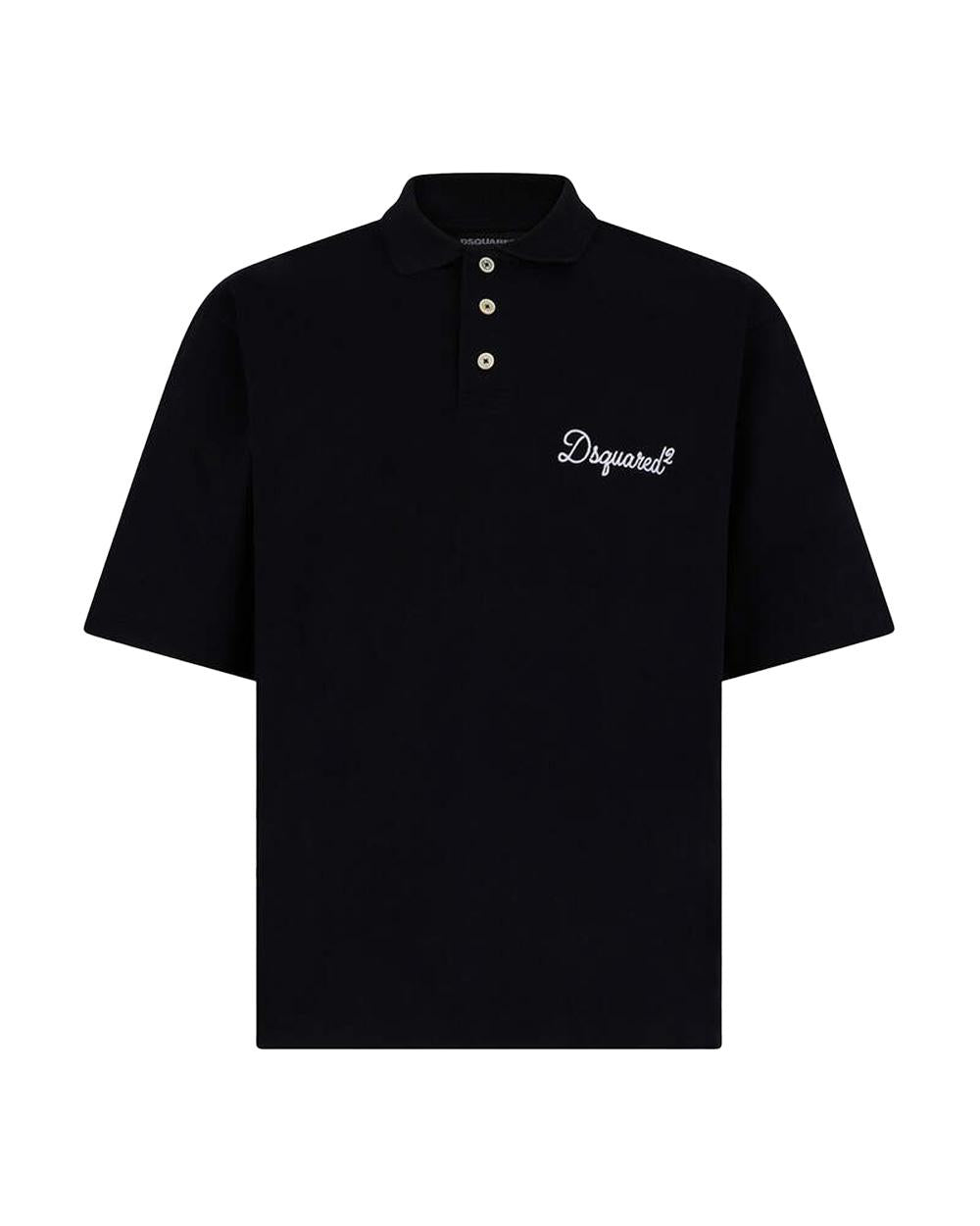 DSQUARED2 Polo DSQUARED2 uomo Tennis Fit S74GL0100D20106 Nera colletto loose bottoni logo S74GL0100D20106 900