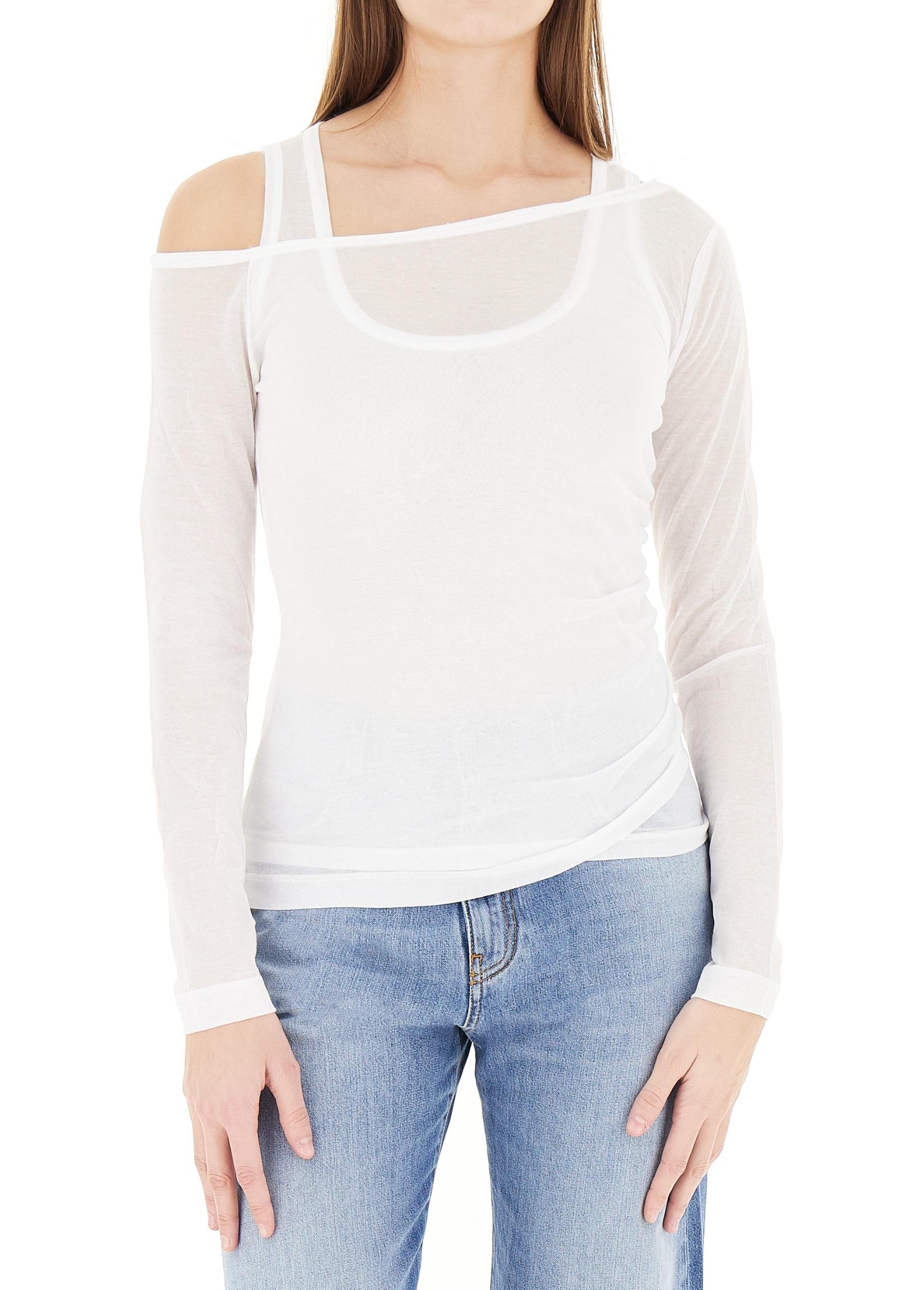 PINKO Maglia Pinko donna 106456A2CL Z04 Justine con top integrato Bianco<BR/> 106456A2CL Z04