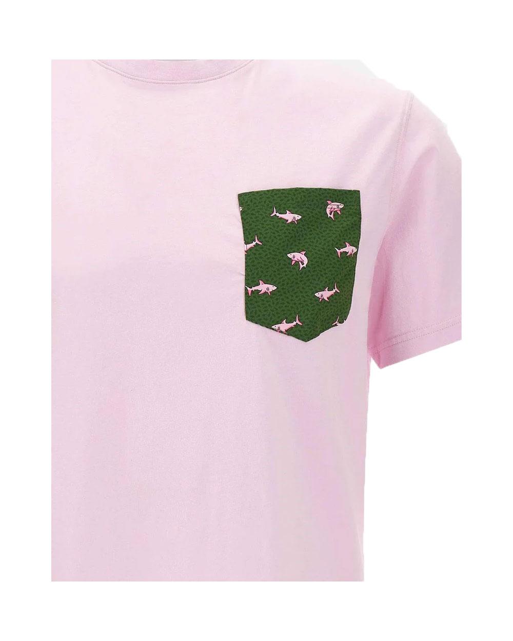 MC2 SAINT BARTH T-shirt Mc2 Saint Barth uomo Blanche Shark on shark rosa BLA000102197L 5221